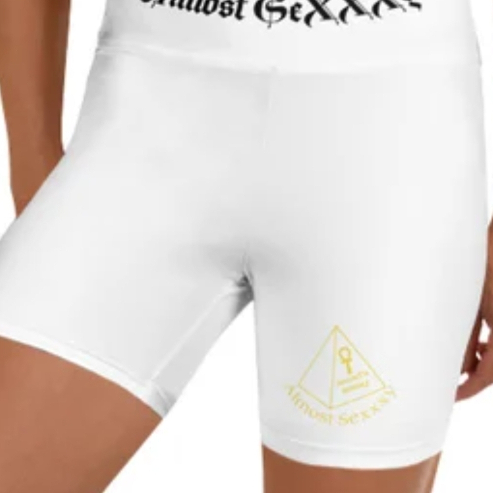 Almost SeXXXy Black Lettering Yoga Shorts With Gold Logo